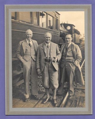 Railway Loco Gent Passengers Vintage Old Photo On Card 20x15cm Ke