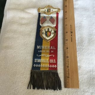 Rare Ornate 2 Sided Ribbon Mineral Lodge 91 Starkville Colo (colorado) Near