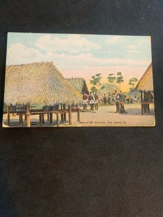 1911 Vintage Postcard Seminole Indians Native Americans Pine Island Florida