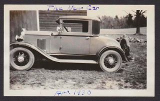 1930 Chevy 2 Door Spoke Wheels Spare Tire Old/vintage Photo Snapshot - R281