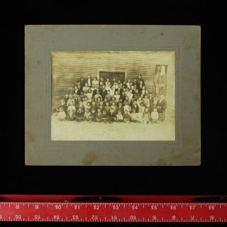 1910 Cabinet Card Of Shady Grove School House With Teacher Boys Girls & Teens