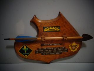 Vintage Scout Made Arrow Of Light Award Plaque Cub Scouts Webelos