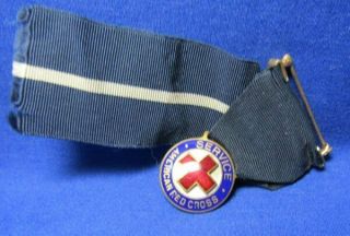 WWII Sterling American Red Cross Service & Volunteer Pins and Ribbon 2