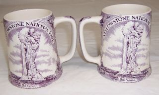 Vintage Staffordshire Yellowstone National Park Mugs,  Souvenir,  Porcelain