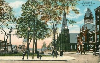 Ma,  Greenfield,  Massachusetts,  Common & Congregational Church,  Tichnor No Rc4671