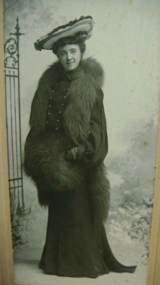 Vintage Victorian Cdv Photo Woman Furs Muff Hat