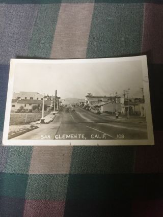 Rppc Real Photo Postcard Street Scene In San Clemente California 1948 Postmark