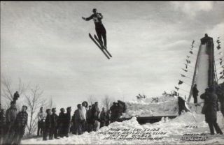 Iron Mountain Mi Skiing Ski Jump Real Photo Postcard