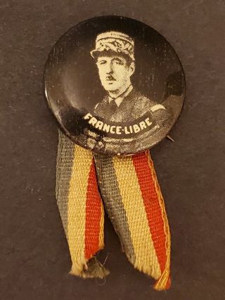Vintage Charles De Gaulle Vive Le Québec Libre Pin