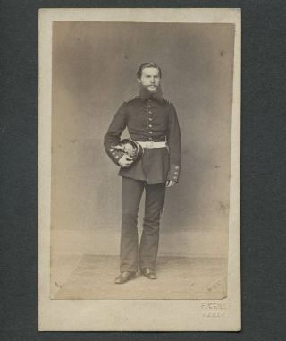 Hanau Germany C.  1860s Cdv Carte De Visite Photograph Soldier In Dress Uniform