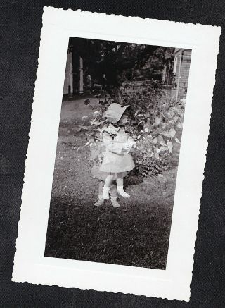 Antique Photograph Little Girl Standing In The Garden Creepy Double Exposure
