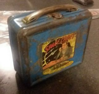 Vintage 1952 Aladdin Tom Corbett Space Cadet Metal Lunchbox Blue
