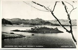 Southern Rhodesia,  Fort Victoria,  Umshandige Dam (1950s) Rppc Postcard