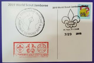 24th World Scout Jamboree 2019 / Postmark On Usps Official Postcard And France