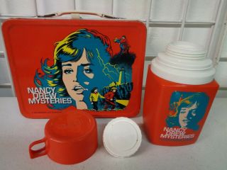 Vintage 1977 Nancy Drew Mysteries Metal Lunchbox Complete Thermos