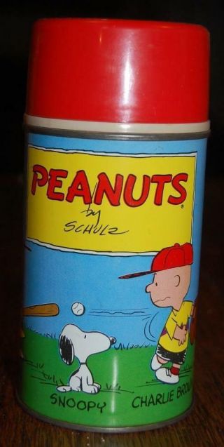 1959 Minty Vintage Peanuts Glass Lunchbox Thermos Schultz Charlie Brown,  Snoopy