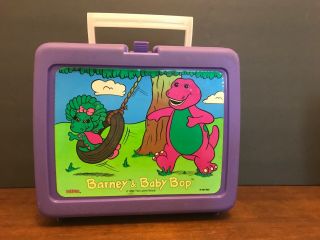 Vintage 1992 Barney & Baby Bop Purple Lunchbox With Thermos - 2