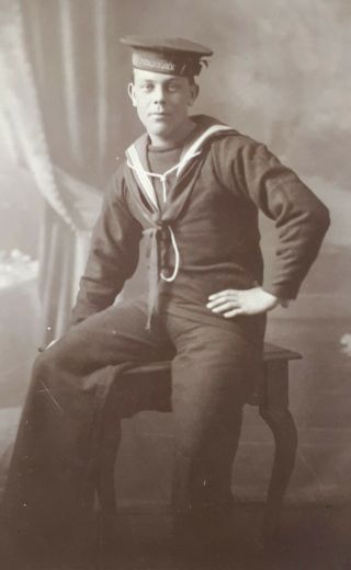 C1918 B/w Studio Photograph.  Royal Navy Sailor.  Hms Pembroke.  Chatham Dockyard