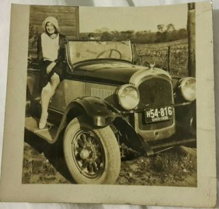 Vintage Old Photo Pretty Girl On Chevy Car With 1930 Ohio License Plates H 54816