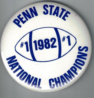 Vintage 1982 Penn State Pinback Button Football National Champions