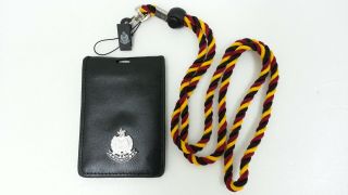 Warrant Id Card Badge Holder Leather Vertical W/ Hkp Multicolor Lanyard