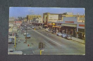 Vintage Postcard 1950s Cars Street Scene Tulare Ca Norwalk Gas 973007
