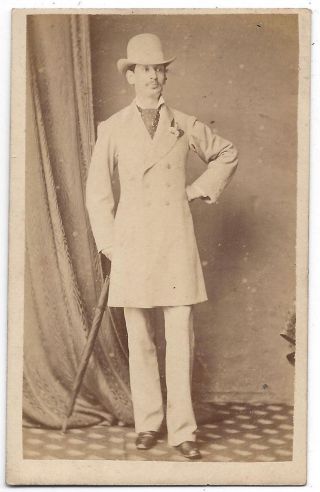 Cdv Victorian Gentleman With An Umbrella Carte De Visite Photograph
