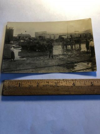Vintage Rppc Azo World War I Wwi Military Truck Stuck In Mud With Soldiers