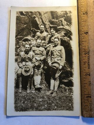 Vintage Rppc Azo World War I Wwi Military Soldiers In Uniform Posing