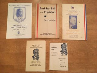 President Franklin D Roosevelt (fdr) - Group Of 5 Birthday Ball Items