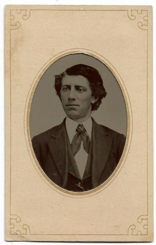 Tintype Photograph Taken by Tewksbury ' s Gallery Farmington Iowa Dt Feb Young Man 2