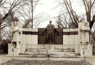 1916 Era Photo Negative Civil War Monument Lorado Taft Sculpture Oregon Illinois