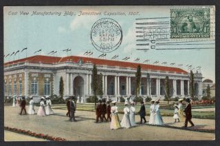 1907 Jamestown Exposition Postcard With Double Expo Station Cancellations.  Vf.