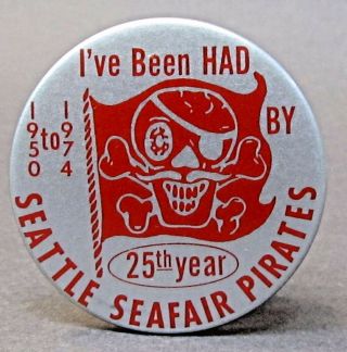 1974 Anniversary Seattle Seafair Pirates Hydroplane Race Boat Pinback Button