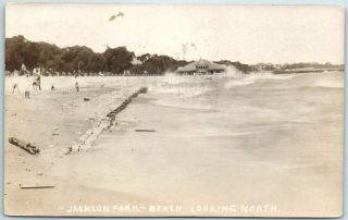 Chicago,  Illinois Rppc Real Photo Postcard " Jackson Park Beach Looking North "