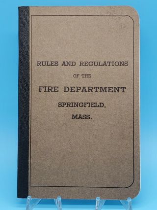 Vtg 1941 Fire Department Rules And Regulation Pocket Size Book Springfield Ma