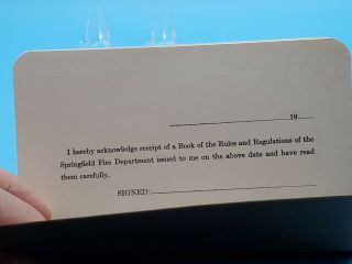 Vtg 1941 Fire Department Rules And Regulation Pocket Size Book Springfield MA 5