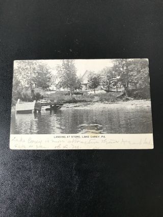 Vintage Photo Postcard 1907 Landing At Store Lake Carey Pennsylvania