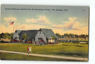 St Petersburg Florida Fl Postcard 1930 - 1950 Bartlett Park Tourist Clubhouse