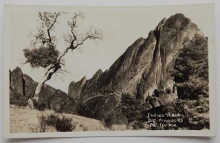 Rppc Photo Postcard Indian Rock Big Pinnacles California Ca Trees Landscape