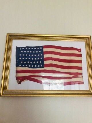Vintage Antique (silk) 46 Star American Flag 11.  5” By 7”