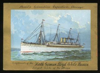 Columbian Exposition North German Lloyd Advertising Card W Sailing Schedule 1893