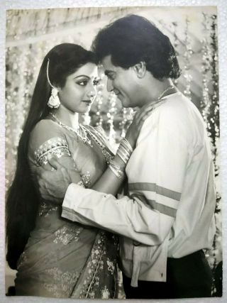 Bollywood Actor Jeetendra - Sridevi Sreedevi - Rare Photo Photograph 15 X 21 Cm