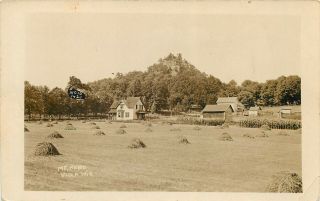 Viola,  Wisconsin - Mt.  Nebo - Farm & Haystacks - Old Real Photo Postcard View