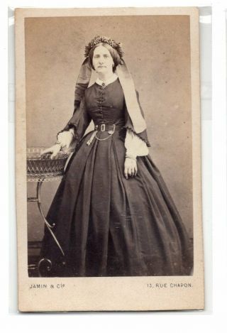 Cdv Lady In Elegant Dress Atelier Jamin Paris 1850/60 C85