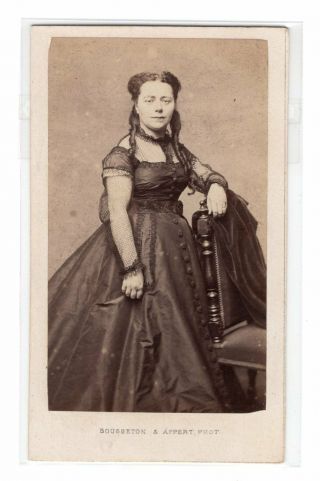Cdv Lady I Elegant Dress Atelier Bousseton Appert Paris 1850/60s C102
