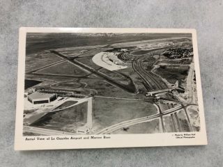 Vintage Postcard Rppc - Aerial View La Guardia Airport & Marine Base W.  Hoff
