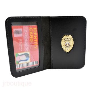 Private Investigator Eye Detective Pi Courtesy Badge Leather Black Wallet