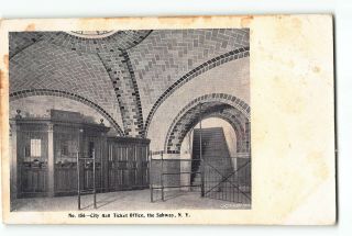 York City Ny Postcard 1901 - 1907 City Hall Ticket Office The Subway