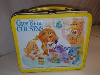 Vintage 1985 Metal Yellow Care Bear Cousins Care Bears Lunchbox Thermos Aladdin